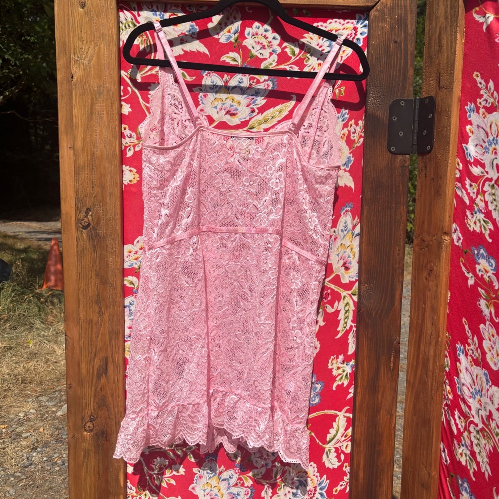 Pink Lace Babydoll Coquette Ruffled Mini Lingerie Dress Chemise Fairy Size XXL - Picture 8 of 10